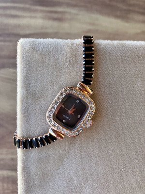 Wristwatch bracelet with black stones like new, women's