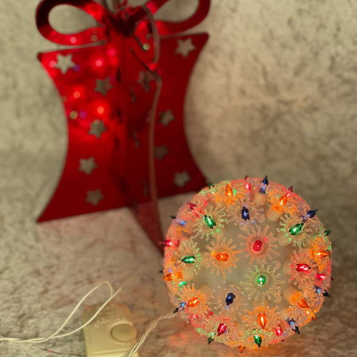 Christmas lighted ball 12 cm, multicolor, with rheostat, vintage 1980