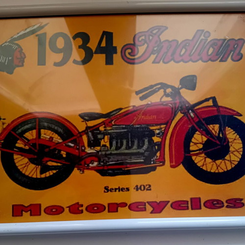 Retro motorcycle posters in IKEA frames, like new, set of 4