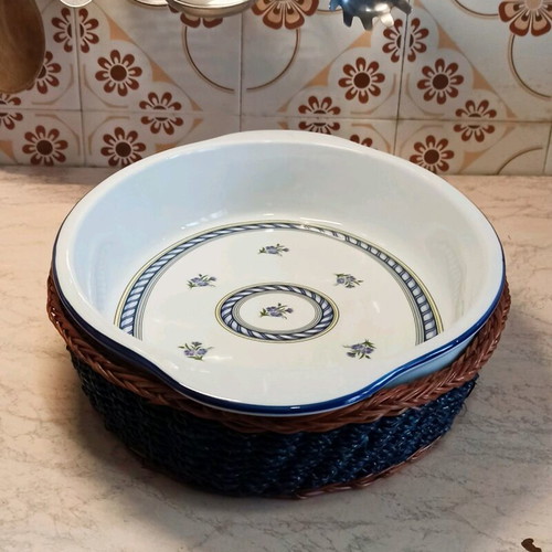 Oval Serving Platter Heat-Resistant Vintage with Wicker Base New
