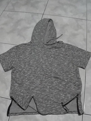 Men's unisex short sleeve hoodie sweatshirt, grey melange
