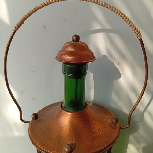 Music box bottle 30 cm used, copper sheet, made in Germany