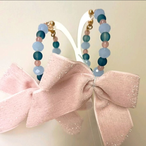 Funky earrings with velvet bows new, steel clasps and crystals