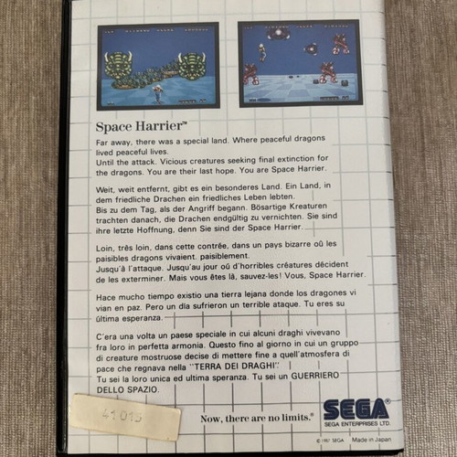 Space Harrier Sega Master System game, complete