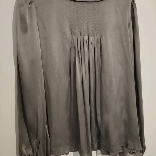 Women's satin shirt with collar H&M 42 like new, olive khaki