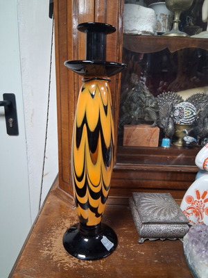 Morava Crystal Candlestick Mouth Blown Murano Like New