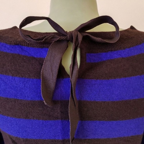 Laurèl Striped Knit Blouse size S like new, brown and purple