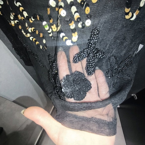 Y2K Sequin mesh top Zanoula like new, black and gold