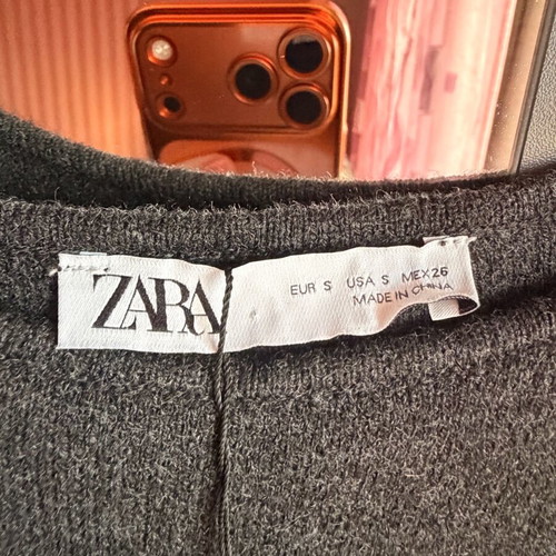 Zara midi dress gray with asymmetric draped design new, size S