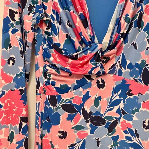 Sfera midi dress with flowers like new, blue and pink