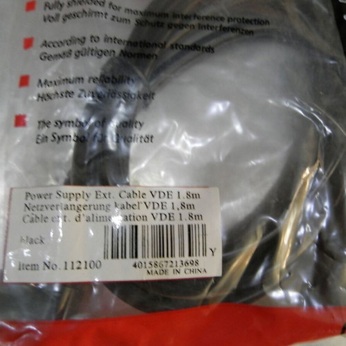 Power Supply Extension Cable VDE 1.8 m like new, vintage for retro PC
