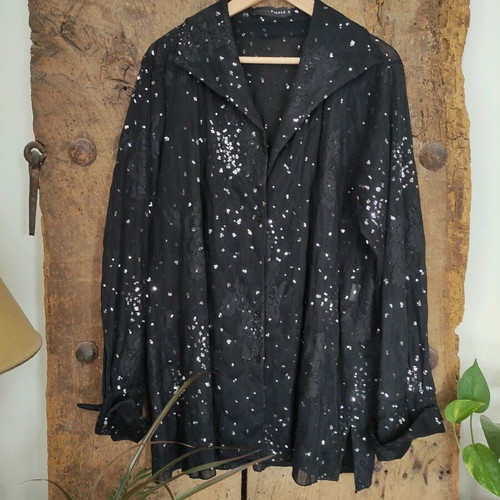 Vintage shirt-jacket with glam sequins like new, size L