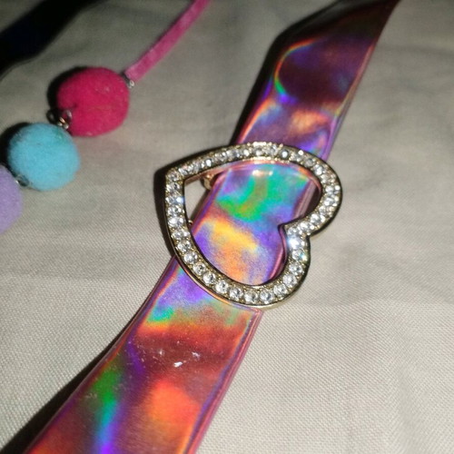Choker necklace set iridescent pink mauve, like new, Stradivarius