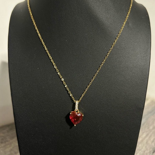 Saint Valentine heart pendant with zircon and gold-plated chain