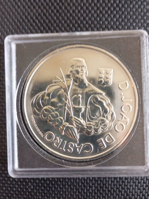 Silver coin Portugal 1000 escudos like new, 500 years Dom João de Castro