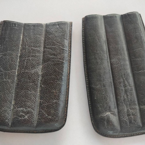 Leather Cigar Case for Three Cigars used, black