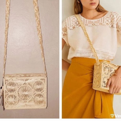 Mango limited edition raffia shoulder bag collectible handmade like new