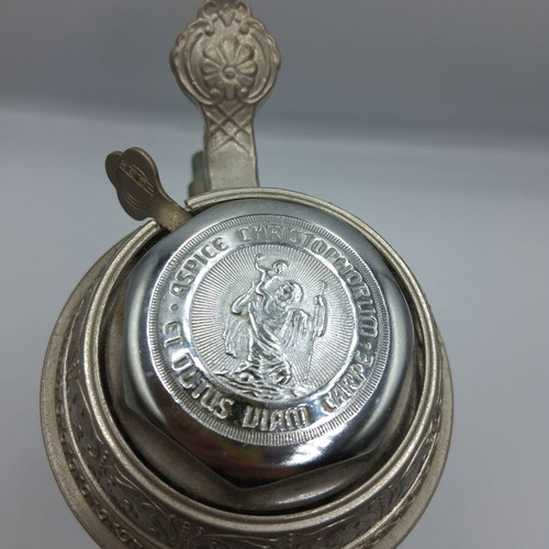 Vintage German Glass Beer Stein with Bicycle Bell Lid BMF Radlerseidel