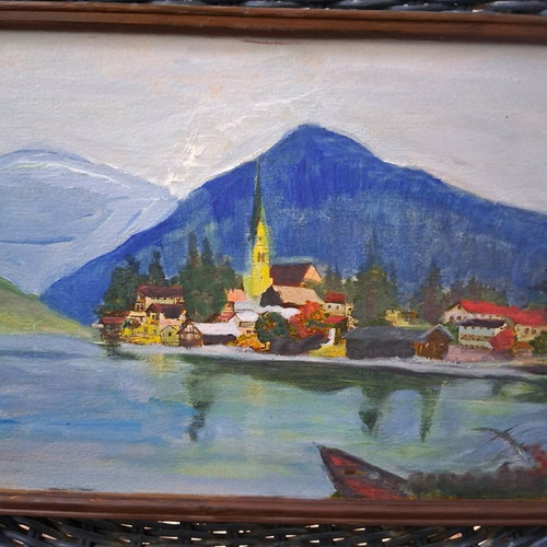 Oil painting "Landscape" signed by Romanian artist, like new, 40×22cm