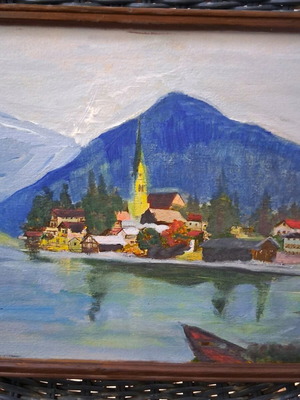 Oil painting "Landscape" signed by Romanian artist, like new, 40×22cm