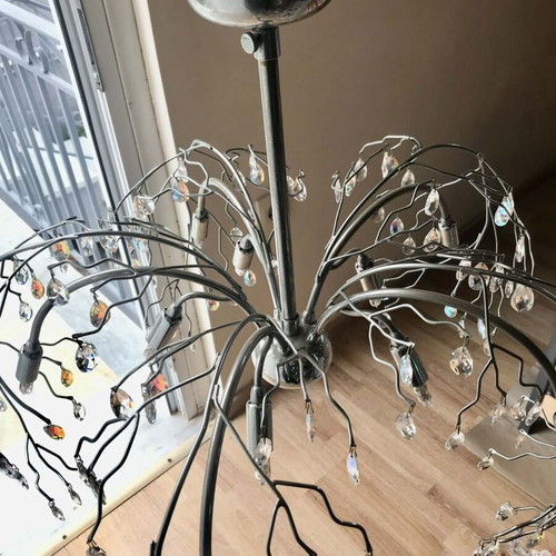 Luxury ceiling light with Swarovski crystals like new, silver color