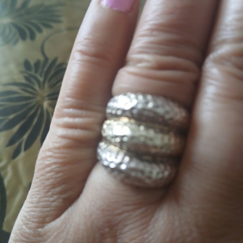 Hammered gold-plated silver 950 ring 15 g, size 17 mm like new