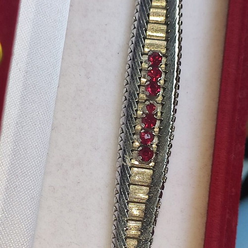 Vintage Silver Bracelet 800 Used With Rubies