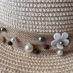Hat beige natural paper like new, size S-M