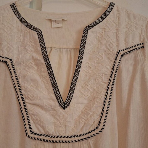 H&M blouse airy cream with embroidered details like new, size 36