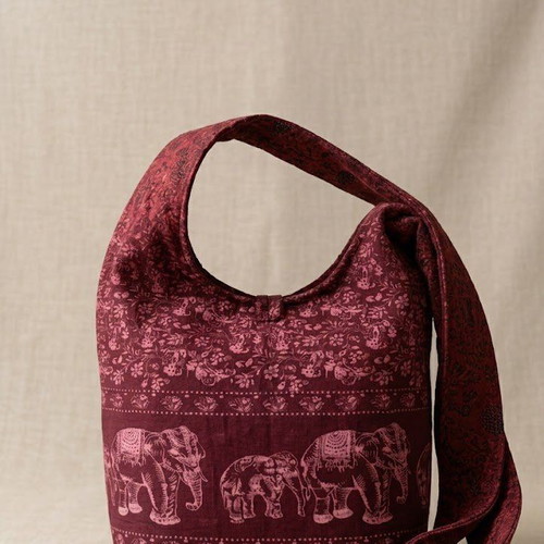 Cotton shoulder bag with zipper and inner pocket, colorful