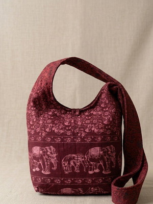 Cotton shoulder bag with zipper and inner pocket, colorful