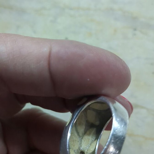 Silver ring 925 with ivory enamel floral details like new