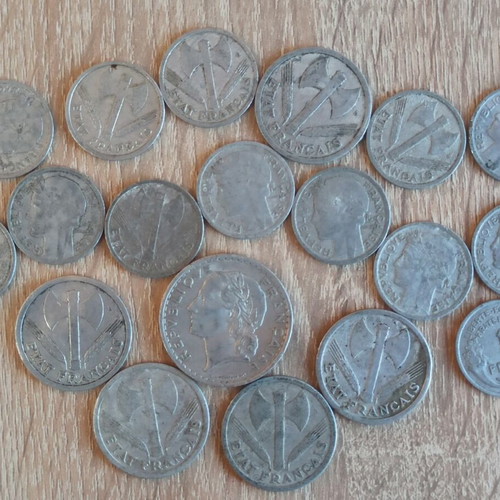France coins used 1942-1949, pack of 19 pieces