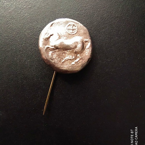 Silver pin replica of ancient coin new