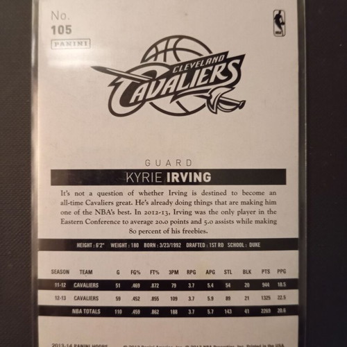 Panini NBA Hoops Basketball 2013-14 Kyrie Irving #105 card new
