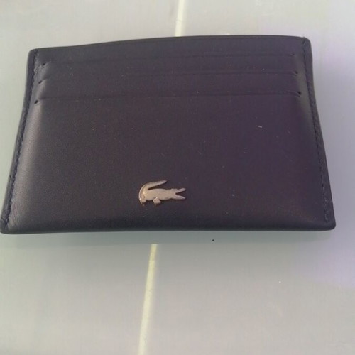 Lacoste card holder new, black leather with 6 card slots