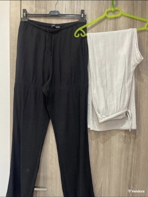 Linen pants new, set of 2 pieces H&M black and white