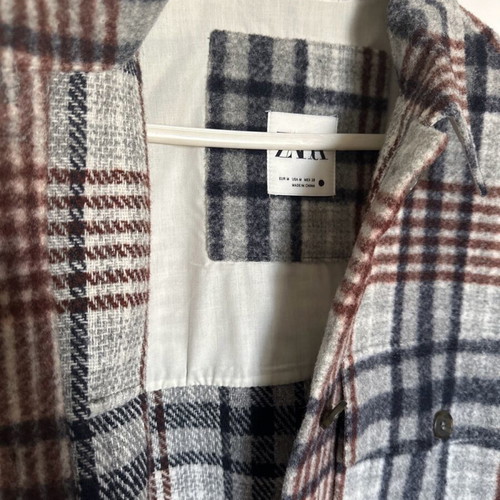 Zara checked oversized coat like new