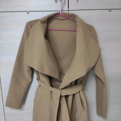 Long Italian trench coat new, camel with belt and multipurpose collar