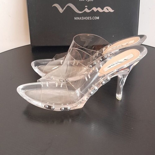 Mules Nak transparent plastic heel 10 cm size 39 like new