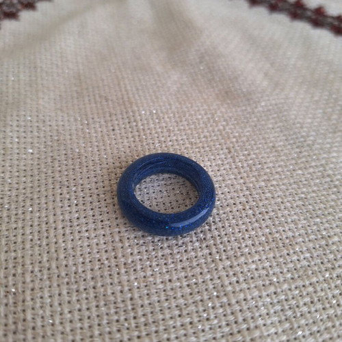 Blue ring new with liquid glass, size 18