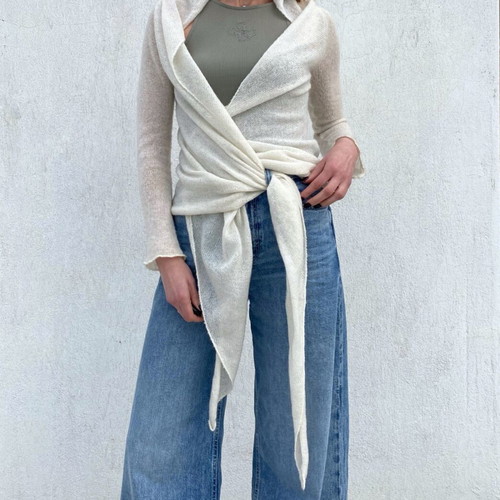 Cardigan in pashmina style Kontatto white like new, one size