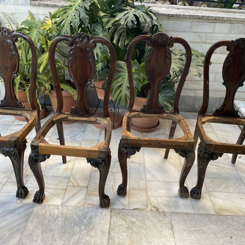 Chairs with lion feet pack of 4, solid wood, used, 1936