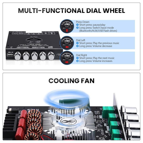 ZK-HT21 Bluetooth 2.1 Channel Audio Amplifier Module 160W×2 + 220W Subwoofer