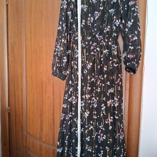 Ovs dress new long black floral polyester