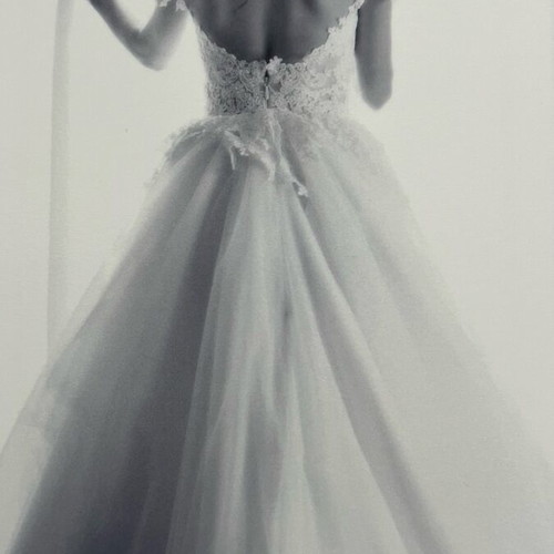 Wedding dress with veil like new, French lace, size S
