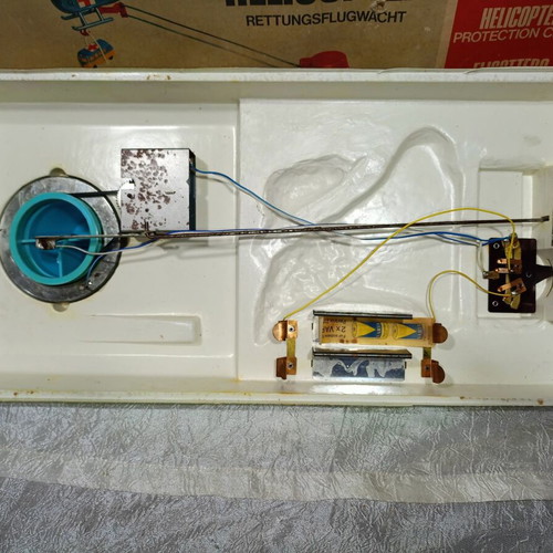 Biller helicopter air rescue vintage toy used with lithographed box from 1960
