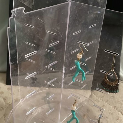 Plastic earring display stand, tall with 4 wings, rotating