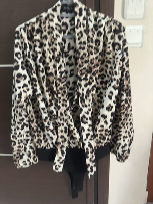 Bottega Veneta Women's Leopard Print Wrap Bodysuit like new