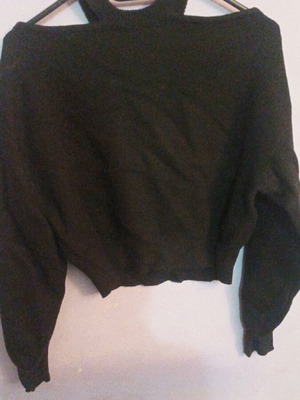 Black cropped top with unique neck design, like new, size S